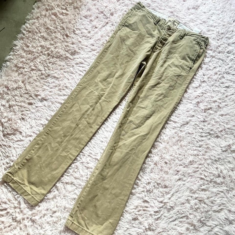 Hollister Khaki Straight Leg Preppy Pants Mens 34/34 100% Cotton Varsity Frat